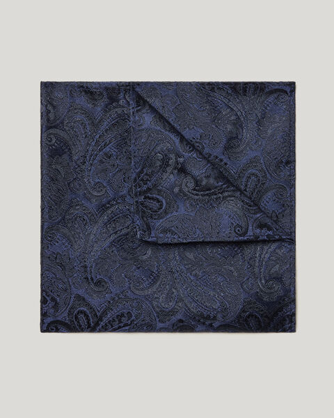 Silk Jacquard Floral Pocket Square, Navy, hi-res